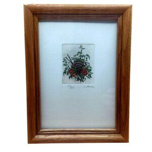 Limited Edition Birds Nest Framed Nature Print In Wooden Frame Signed C.Hardie